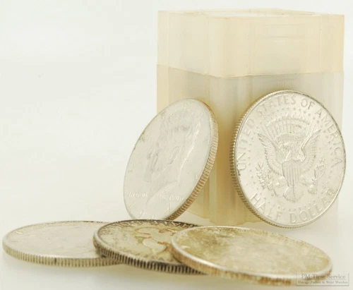 1 roll 1964 US Kennedy half dollars, 20 x $0.50 coins, "Average" circulated