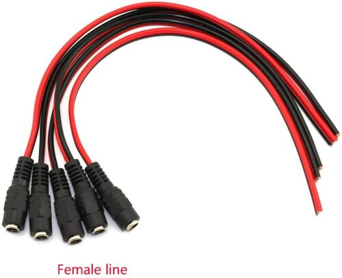 Wire Port Male + Female DC Power Jack Connector Plug 2.1 x 5.5mm Audio CCTV LED - Picture 18 of 83