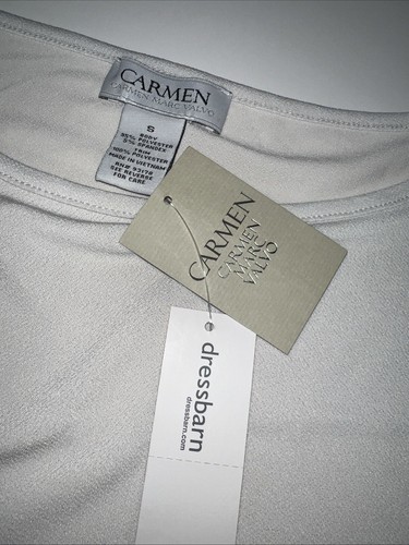 Carmen Marc Valvo Women's Top Size Beige Small Bell Long Sleeves - Picture 6 of 7