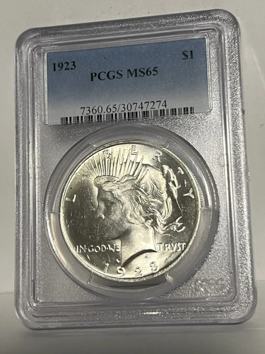 1923 $1 Silver Peace Dollar - PCGS MS65
