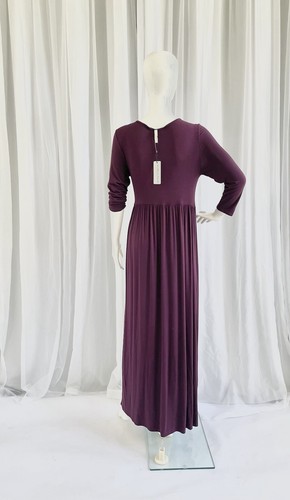 NWT Mother Bee, Maternity, V-Neck, 3/4 Sleeve Ruched, Waist Dress Medium Plum - Picture 2 of 3