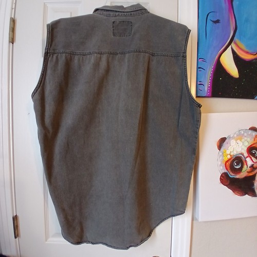 Vintage Levis Hemd Herren XL Grau Ärmellos Modern Authentic Biker Muscle Y2K - Bild 2 von 6
