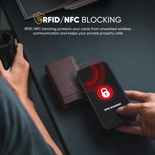 Porta Carte Bifold Pop Up Portafoglio in Pelle per Uomo Blocco RFID Metallo Card Cas... - Foto 5 di 7