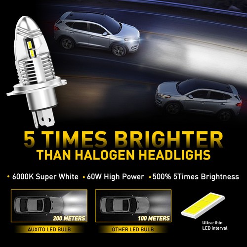 4X COMBO AUXITO H4 9003 SUPER WHITE 30000LM LED HEADLIGHT BULBS HIGH LOW Q10 EOU - Picture 5 of 13