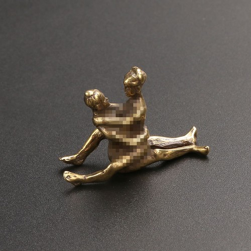 Rare 5 Pcs Chinese Antique Collection Brass Sex Position Figure Statue Pendant - Picture 2 of 5
