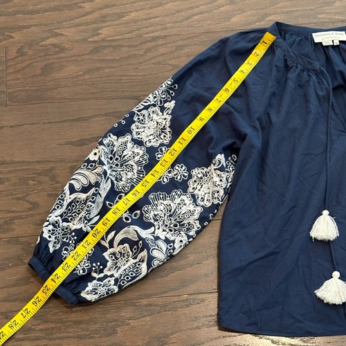 Anthropologie x Sachin & Babi Raven Embroidered Peasant Blouse Blue Size Medium - Picture 10 of 13