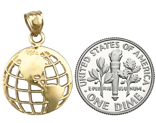 14K Gold World Globe Charm - Picture 3 of 6