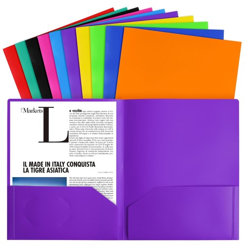 10pcs Plastic Folders with Pockets, Heavy Duty Plastic Two Pocket Folder, Fil... - Picture 6 of 7