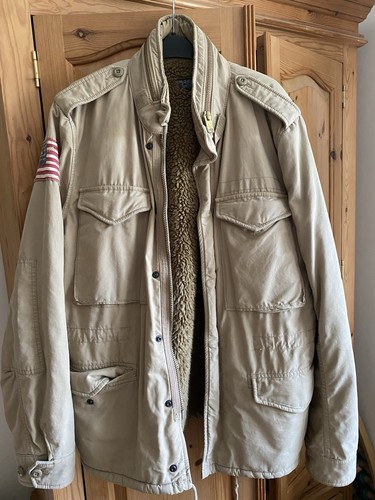 Ralph Lauren Feldjacke Large Army M65 American Flag. Beige