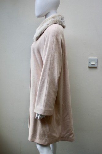 Jacques Vert Mantel hellrosa Kaschmir Wolle Kunstfellbesatz Größe UK 16 - Bild 4 von 8