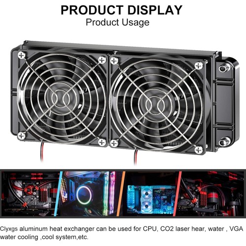Clyxgs Water Cooling Radiator, 12 Pipe Aluminum Heat Exchanger Radiator 240mm - Afbeelding 4 van 5