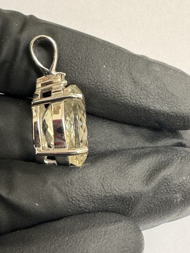 Gems Tv 11 Carat Yellow Kunzite & Diamond 9k White Gold Pendant - Picture 11 of 11