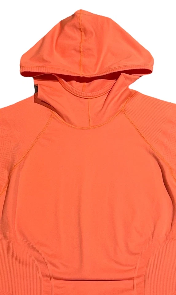 Camisa com capuz feminina Athleta manga longa treinamento atlético GG coral ESTADO PERFEITO! - Imagem 3 de 4