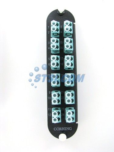 Corning CCH-CP24-E4 Patch Panel, 12 LC Duplex 10Gig Aqua OM3/OM4 Adapters ~STSI - Picture 4 of 5