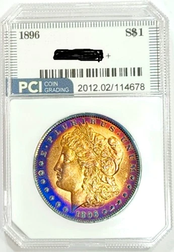 1896 Better Date  Gem BU + Morgan Dollar  Bull's Eye Rainbow Toned