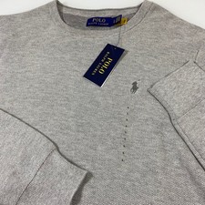 Polo Ralph Lauren Men XL Crew Neck Waffle Knit Sweater Gray Long Sleeve NEW
