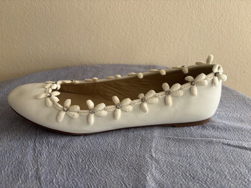 J Crew weiße Leder Ballerinas mit Gänseblümchen Gr. 9 Made in Italy - Bild 8 von 11