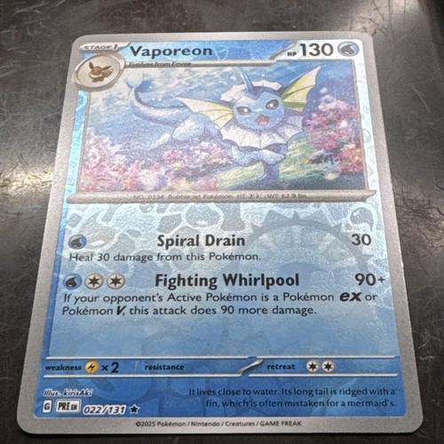 Vaporeon Reverse Holo 022/131 Prismatic Evolutions English Pokemon Card - Picture 2 of 3