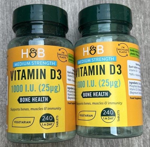 Holland & Barrett 2 x Vitamin D3 1000 I.U 25ug (2 x 240 tablets) 480 Tablets