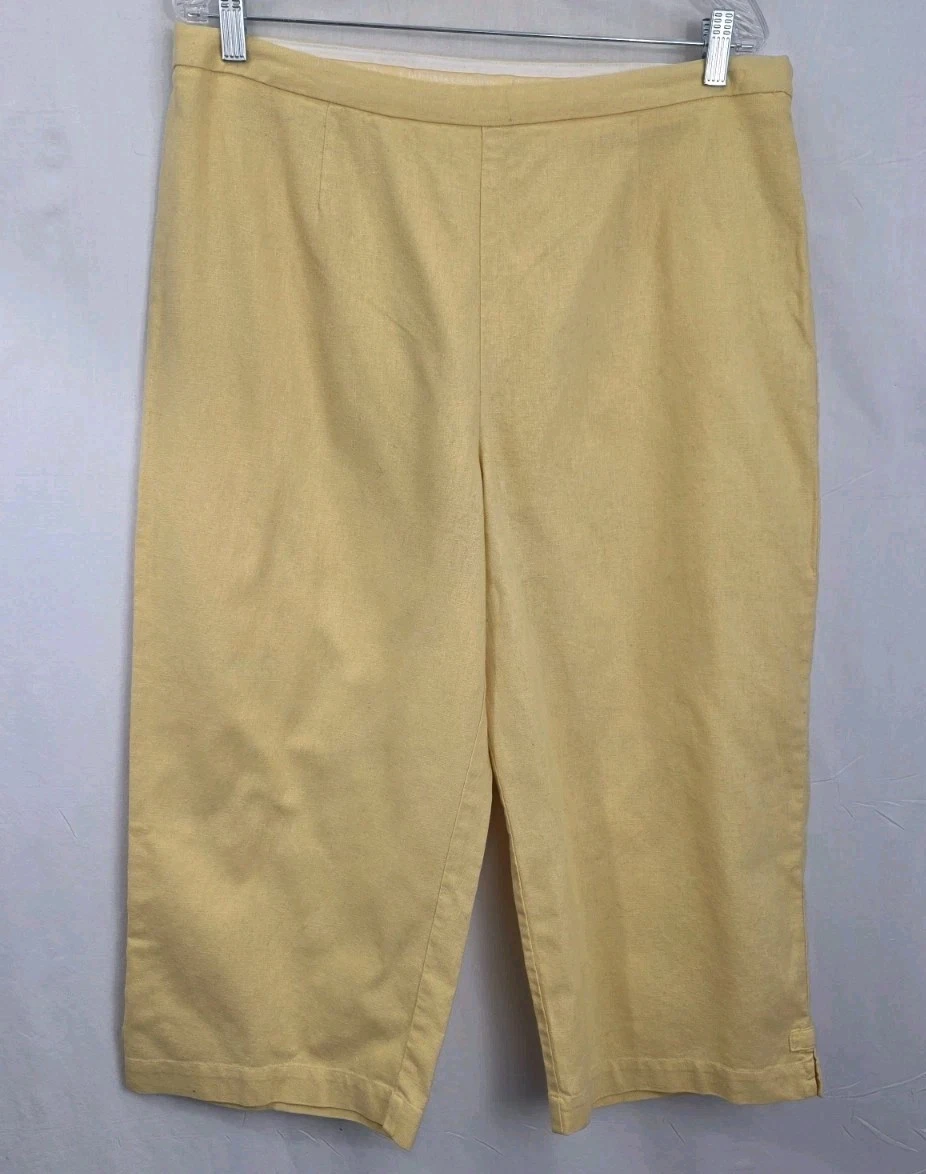 Christopher & Banks Sz. 16 Wrinkle Free Linen Blend Wide Leg Pants Butter Yellow
