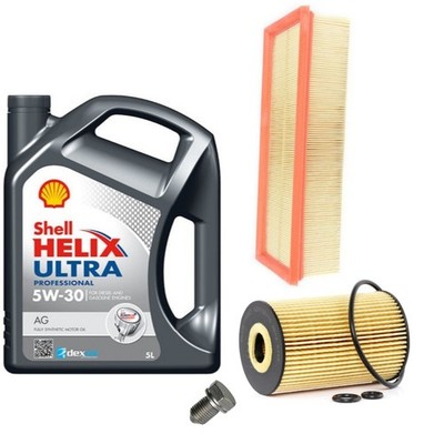 SHELL HELIX 5L 5W30 & AIR OIL FILTER SERVICE KIT FOR AUDI A3 1.6 TDI 03-13