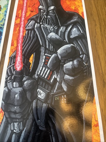 DREI Matt Maydak Star Wars Wandbilder Storm Trooper Chewbacca Darts Vader - Bild 11 von 13