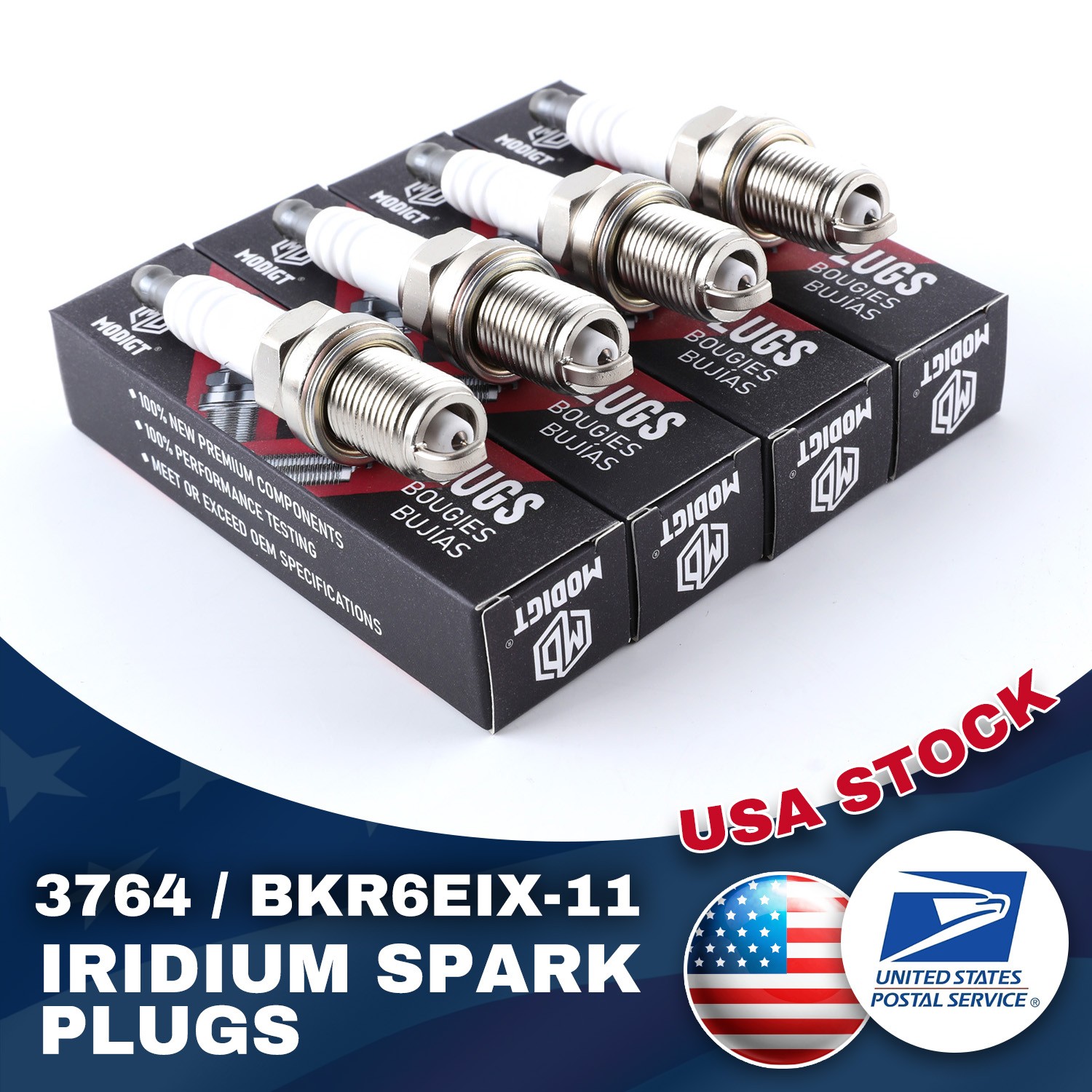 OEM Quality NEW 4Pcs Spark Plugs FOR NGK 3764 BKR6EIX-11 Iridium IX BKR6EIX11