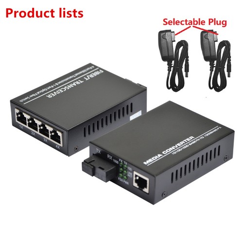 Gigabit Ethernet Media Converter Single Mode Port 4 RJ45 And 1 SC Transceiver k - Afbeelding 6 van 9