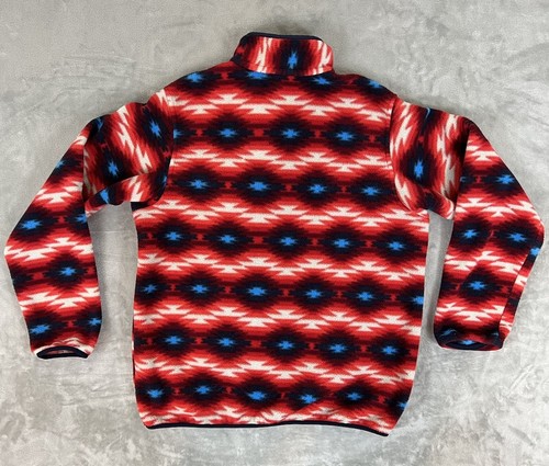 Patagonia Womens Synchilla Snap T Fleece Pullover Red Wild Desert Aztec Large - Picture 5 of 6