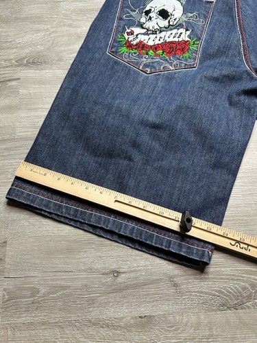 Victorious Urban Couture seltene Jeansshorts Herren Gr. 36 Totenköpfe Y2K Marihuana Pflanze - Bild 9 von 9