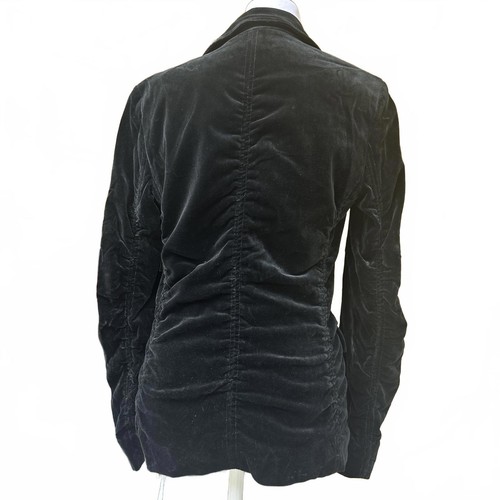 Theory women’s sz M black velvet blazer fitted stretch ruched cotton/modal goth - Picture 4 of 14