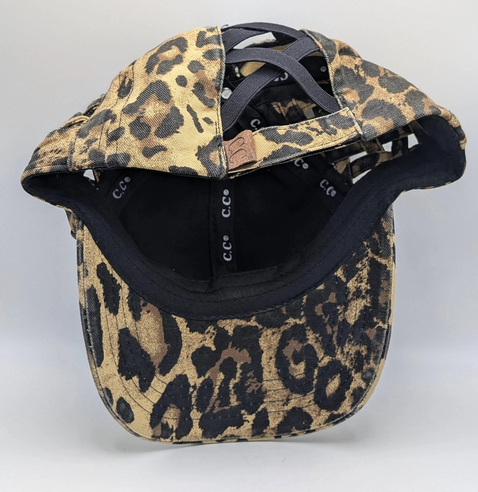 C.C Ponytail Messy Bun Baseball Cap Hat Leopard Cheetah Print AOP Women's Animal