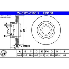 Bremsscheibe ATE 24.0123-0100.1 (2 Stk.) für Opel Rekord E Caravan