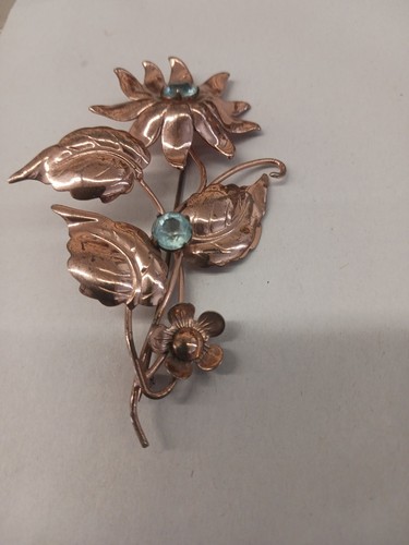 Große Vintage Sterling Brosche mit blauen farbigen Steinen - Bild 1 von 8