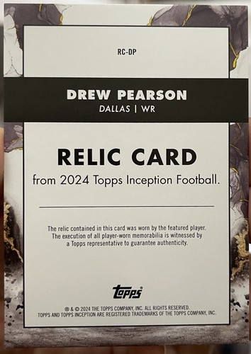 2024 Topps Inception Drew Pearson Game Worn Relic /150 RC-DP. - Bild 2 von 2