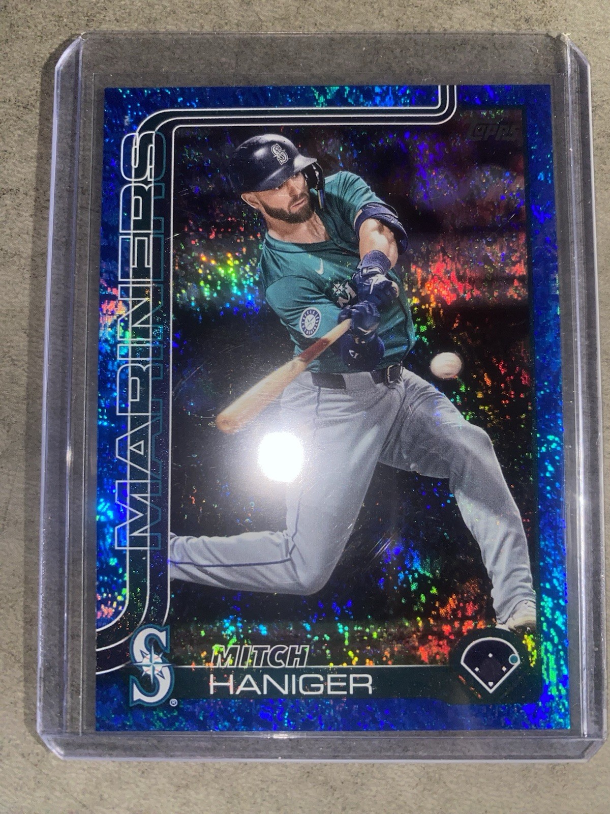 2025 Topps Series 1- Mitch Haniger Blue Speckle Parallel #’d /150 #15 Mariners