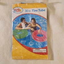 Sand N Sun 30" Swim Ring Inflatable Tire Tube Round, Blue, New in Bag, Sealed