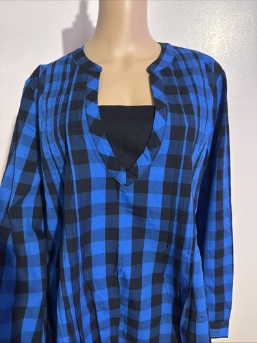WOMAN WITHIN 18/20(L) Women's LAYERED LOOK PINTUCKED TUNIC LONG SLEEVE SHIRT - Picture 2 of 12