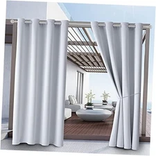 Waterproof Outdoor Curtain W52 x L84 - 52"W x 84"L (Pack of 2) Grayish White