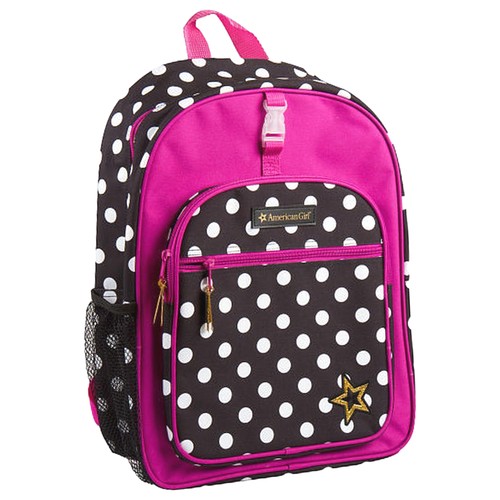 Mochila American Girl 16 pulgadas negra a lunares con detalles en rosa intenso - Imagen 3 de 3