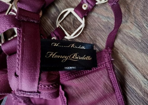 Honey Birdette Jowal Port Wine gold collection , Bra Size 38G & Thong Honey BNWT - Picture 6 of 15