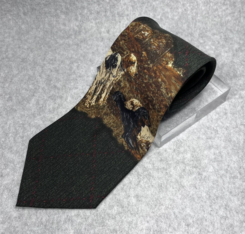 Corbata Polo Ralph Lauren Para Hombres Seda Perros de Caza Estampado Hecha en EE. UU. Hecha a Mano Foto 4 de 4