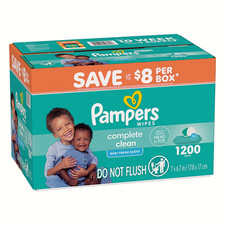 Pampers, Complete Clean Baby Wipes, Baby Fresh Scent, 15 pk., 1200 Wipes