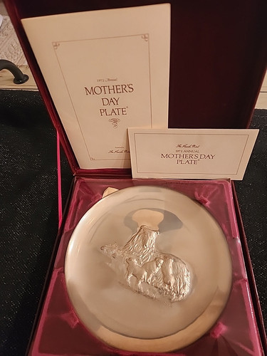1972 Mother’s Day Lincoln Mint Sterling Silver Collector Plate Collie/Pups-NIB! - Bild 2 von 7
