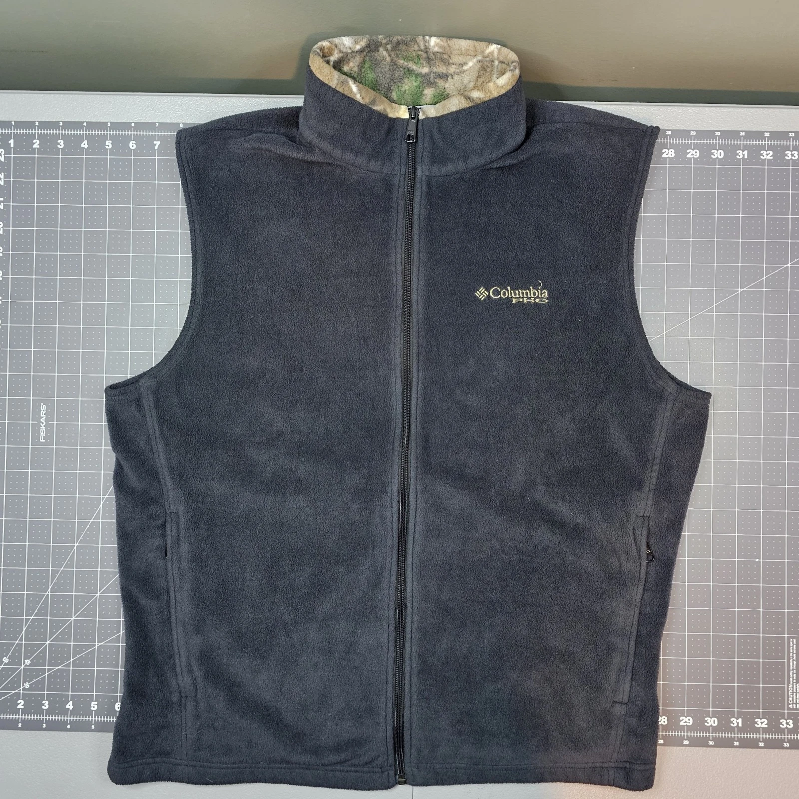 Columbia PHG Vest Mens XL Fleece Gray Steens Mountain Performance Hunting Preppy