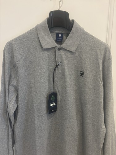 Brand New Men’s G Star Raw Long Sleeve Polo Shirt in Grey Colour, size Large - Picture 4 of 5
