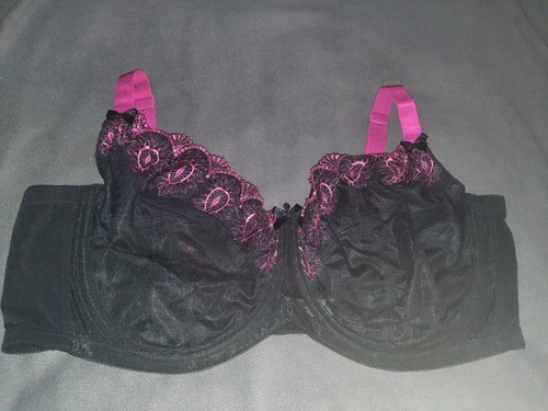 Perfects Perfectly Australian Bra Bralette Black & Pink Underwire 48E - Picture 1 of 5