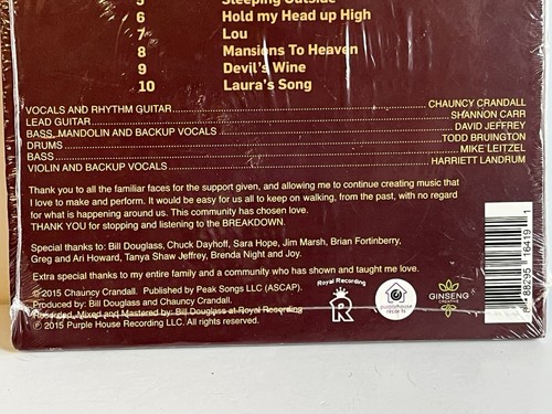 Chauncy Crandall Breakdown Music CD New Sealed Blues Rock Gospel Country Soul - Picture 4 of 6