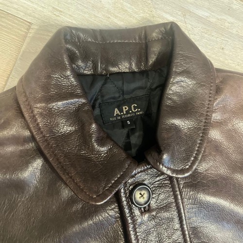 A.P.C. Men's Brown Leather Jacket, Size S, From Japan, i23405 - Picture 3 of 11