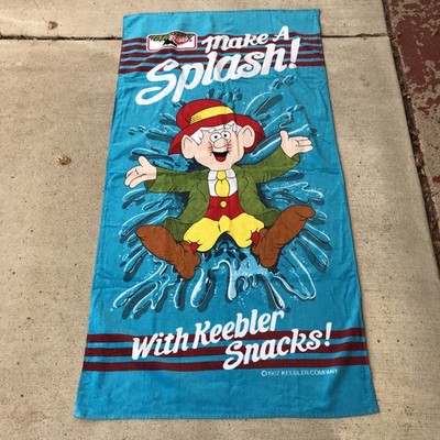 Vintage 1987 Keebler Snacks Elf Beach Towel Make Splash Promo Giveaway 63  x 32 